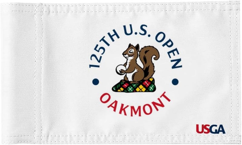 2BUT 2025 US Open Flag Oakmont Golf Pin USGA Flag Practic Putting Green Golf Flag For Backyard Garden Double-Sewn 600D Nylon Miniature Pin Flag egulation Tube Flag(white 20"x13") - Image 1